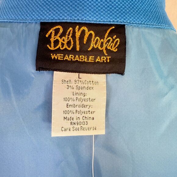 Bob Mackie | NWT | Wearable Art | Blue with Flower Bouquet in Pocket | Sz L - Picture 10 of 10
